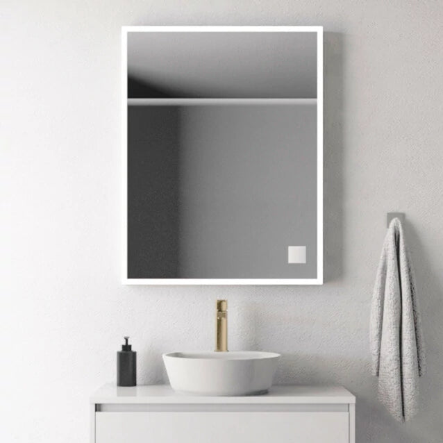 LED mirror Muatoa Grand Lux in white with power socket, different sizes