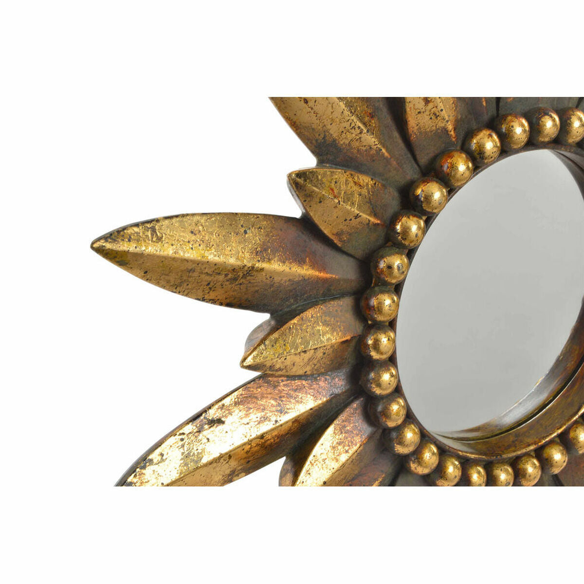 Wall mirror DKD Home Decor 38 x 3 x 38 cm Flower Crystal Golden Resin-1