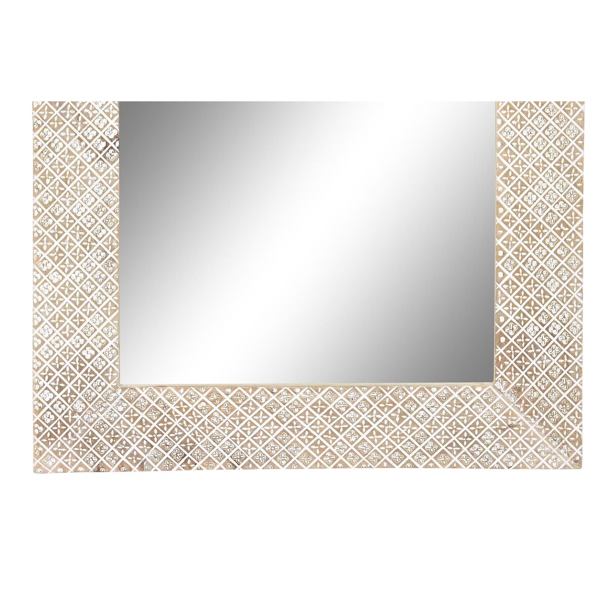 Stensko ogledalo DKD Home Decor Naraven Bela Mangov les (76,5 x 3 x 122 cm)-1