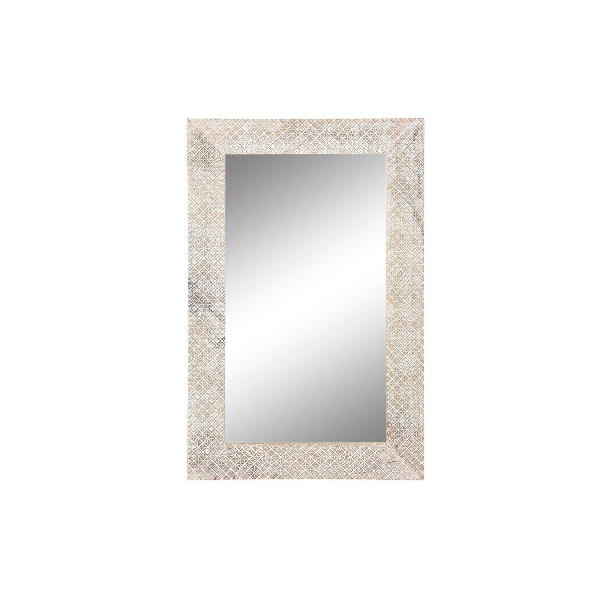 Stensko ogledalo DKD Home Decor Naraven Bela Mangov les (76,5 x 3 x 122 cm)-0