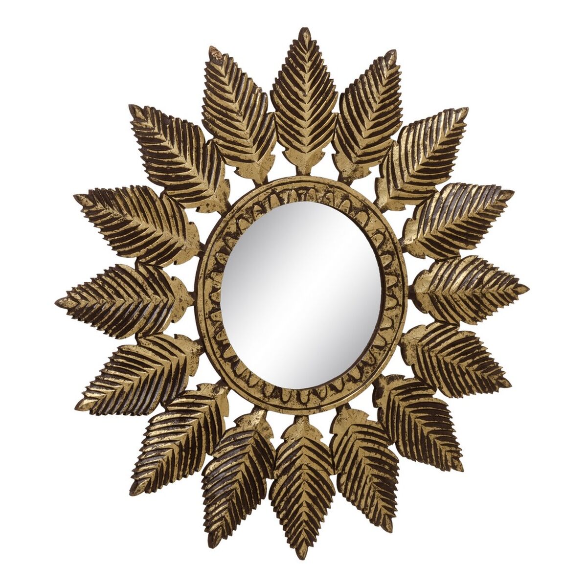 Stensko ogledalo 90 x 1,75 x 90 cm Zlat DMF-5